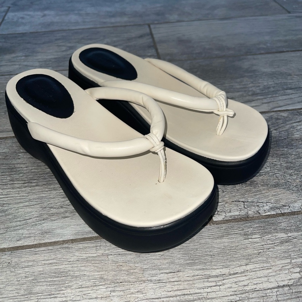 Platform Wedge Thong Sandals, IVORY From Source Unknown, design by Maryam